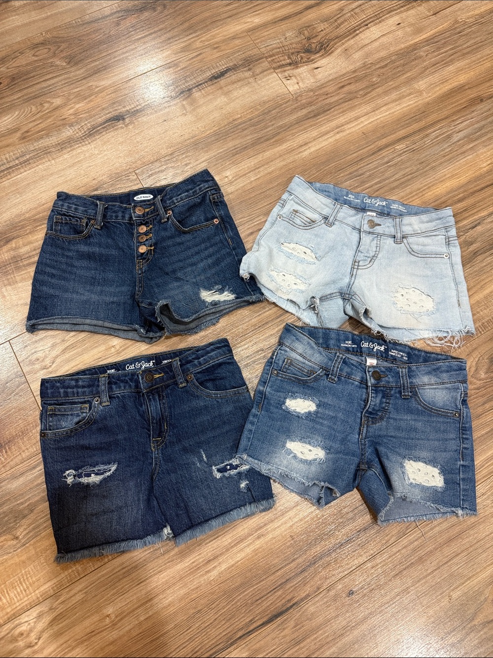 Girls Distressed Denim Shorts Bundle of 4